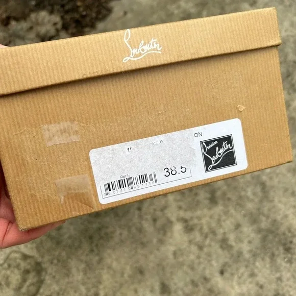 Christian Louboutin Metallic Grey Glitter Very Prive Peep Toe Pumps, Size 38.5 - Picture 16 of 16